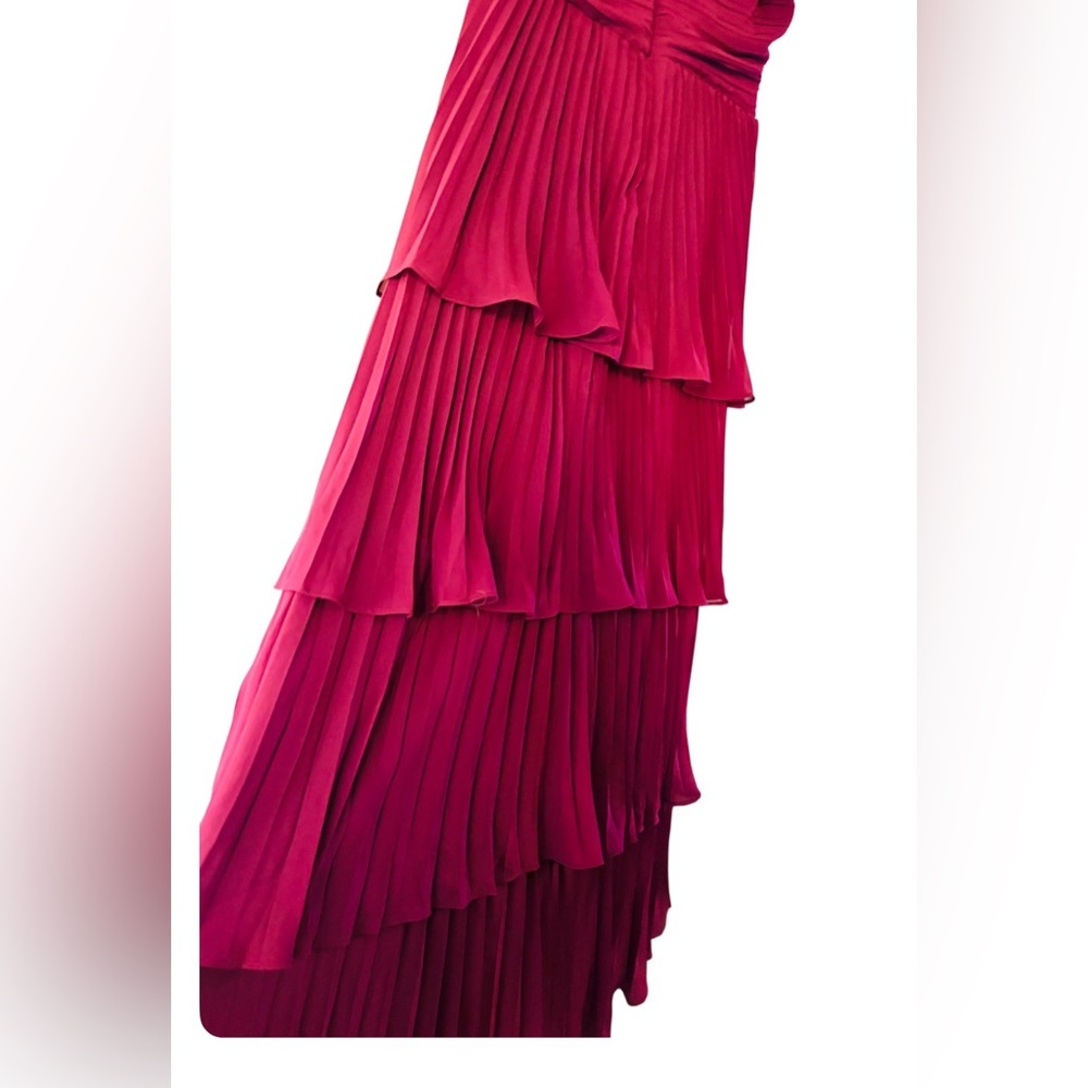 Lulus Tiered Ruffle Midi Dress Burgundy XL Wedding Guest Bridesmaid Formal Party - Picture 6 of 9